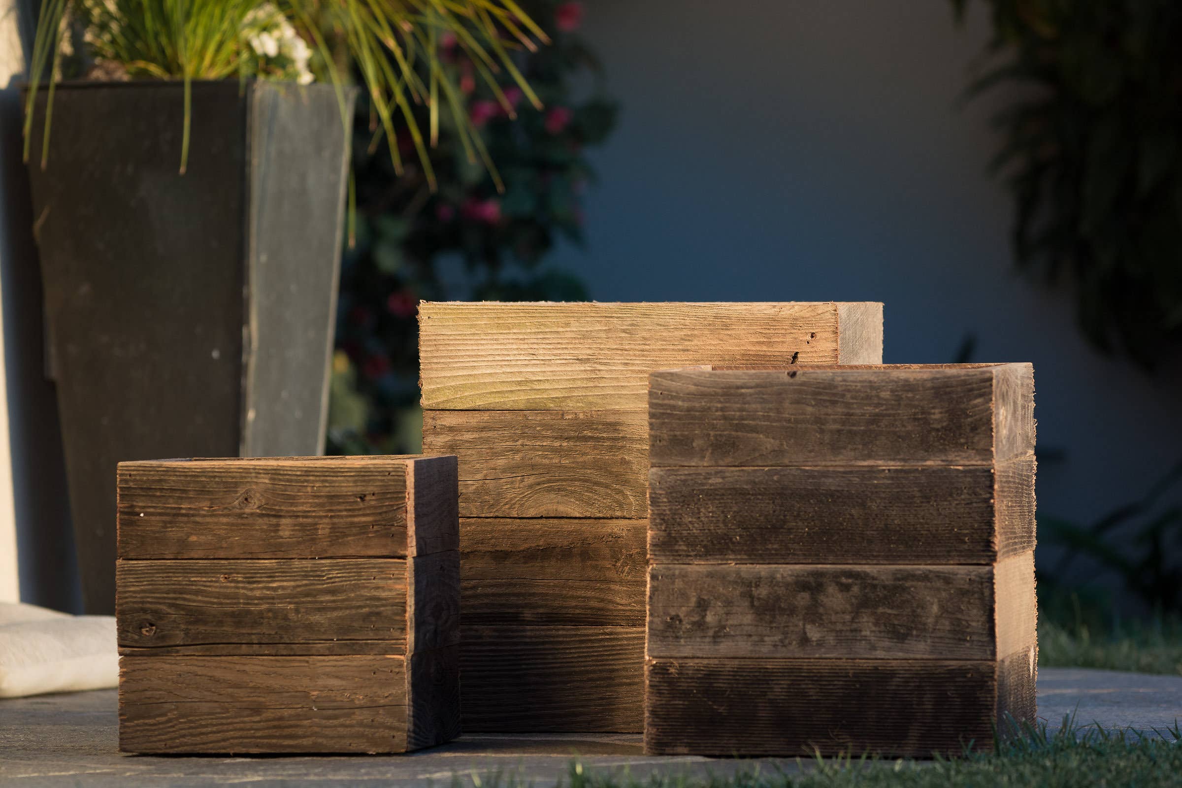 Rustic Reclaimed Wood Planter Box (Set of 3) | SheShac